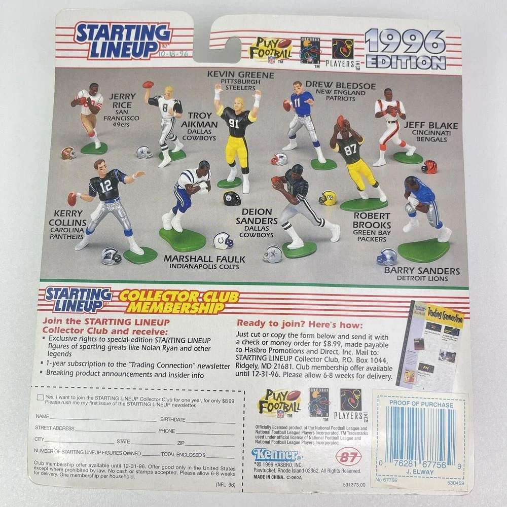 1996 Starting Lineup JOHN ELWAY Figure and Card Denver Broncos